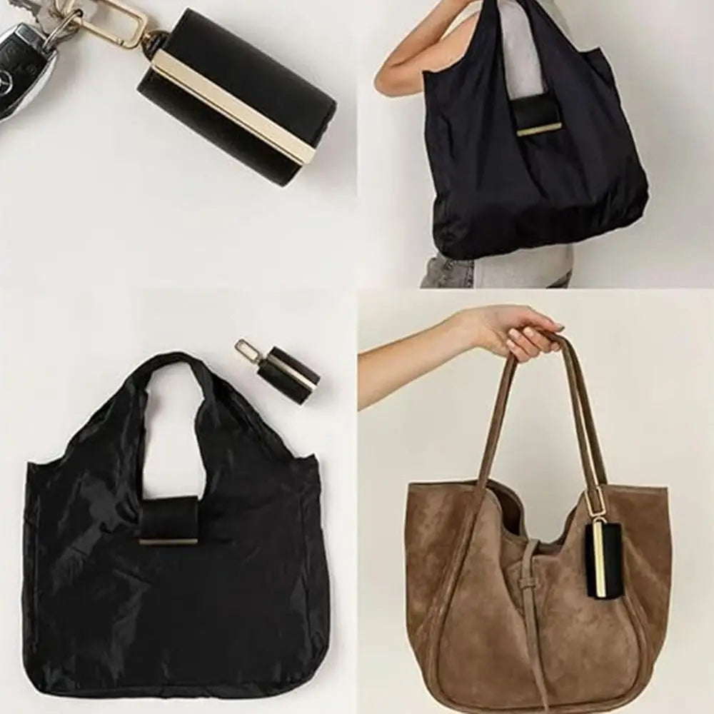 New Mini Keychain Tote Bag Foldable Expandable Supermarket Eco-Friendly Bag Reusable Large Capacity Handbag Daily & Accessory