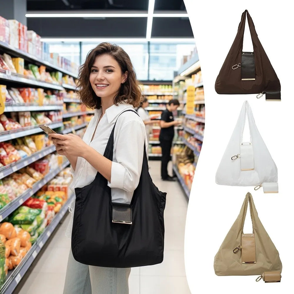 New Mini Keychain Tote Bag Foldable Expandable Supermarket Eco-Friendly Bag Reusable Large Capacity Handbag Daily & Accessory