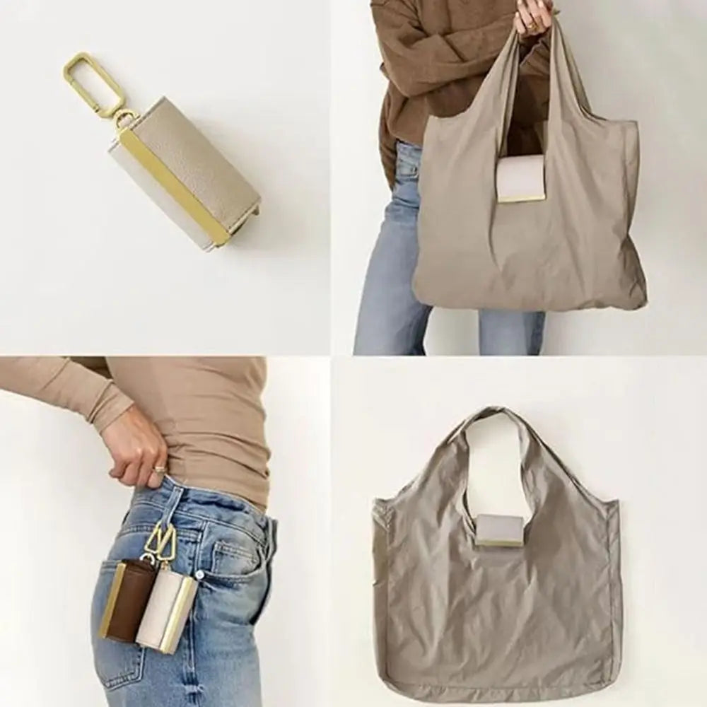 New Mini Keychain Tote Bag Foldable Expandable Supermarket Eco-Friendly Bag Reusable Large Capacity Handbag Daily & Accessory